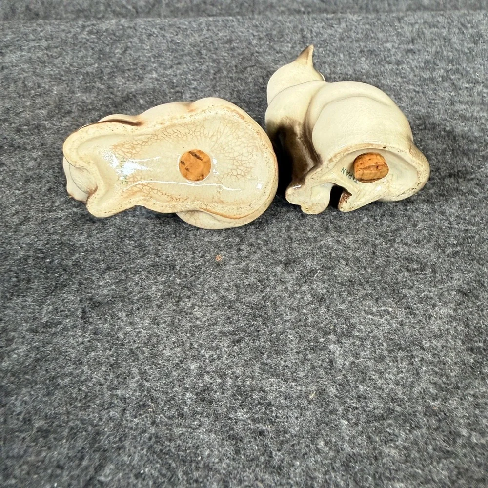 Vintage Siamese Cat Salt and Pepper Shakers Japan Mid Century Ceramic Crackle‎
